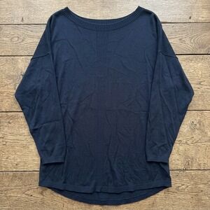 Lands End Sweater Womens 1X Black Boat Neck Classic Comfort‎ Layering Basic